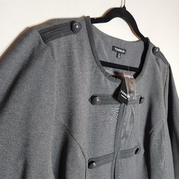 NWT Torrid Grey Ponte Fitted Military Style Jacket Women's plus size 3X - Picture 13 of 17